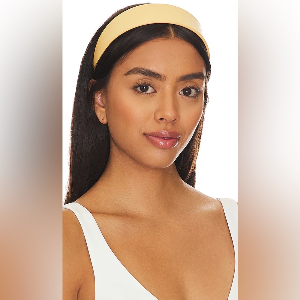 lele sadoughi camel faux leather cher headband gold headband